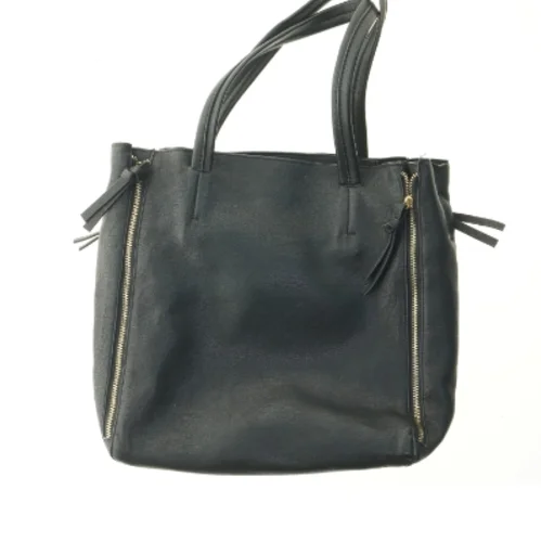 Sort skuldertaske med lynlåse (str. 34x38 cm)