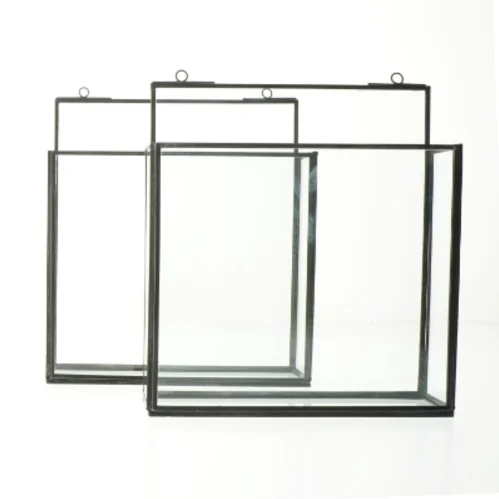 2 stk. vægophængt glas-display - Ib Laursen (str. 25x22,5x6 cm)