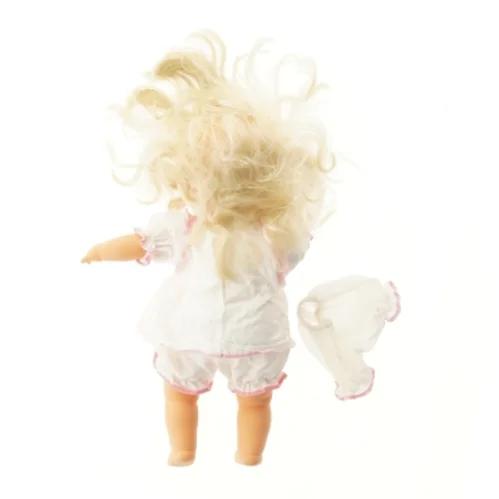 dukke med hvid kjole (str. 47 cm)