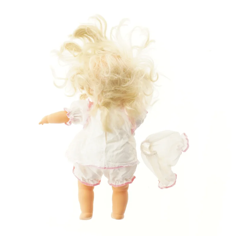 dukke med hvid kjole (str. 47 cm)