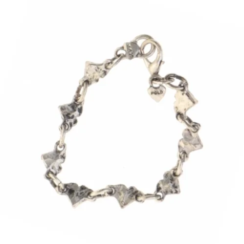 Hjerteformet sølvfarvet armbånd med rhinsten (str. Kede 21 komma 5 cm)