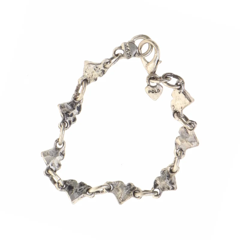 Hjerteformet sølvfarvet armbånd med rhinsten (str. Kede 21 komma 5 cm)