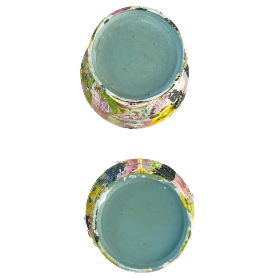 Dekorativt malede lysestager (str. 24,5 x 13 cm)