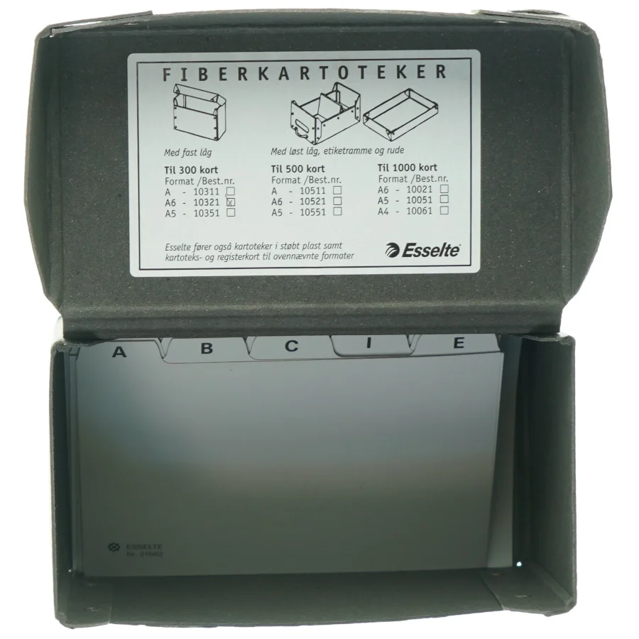 Sort Esselte Fiberkartotek (str. 7,5 x. 10 cm)