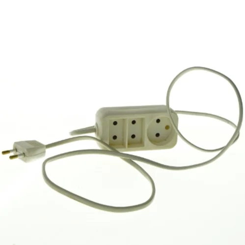 Hvid forlængerledning med 3 udtag
