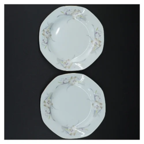 Porcelænstallerkener med blomstermotiv (str. 17 x 2 cm)