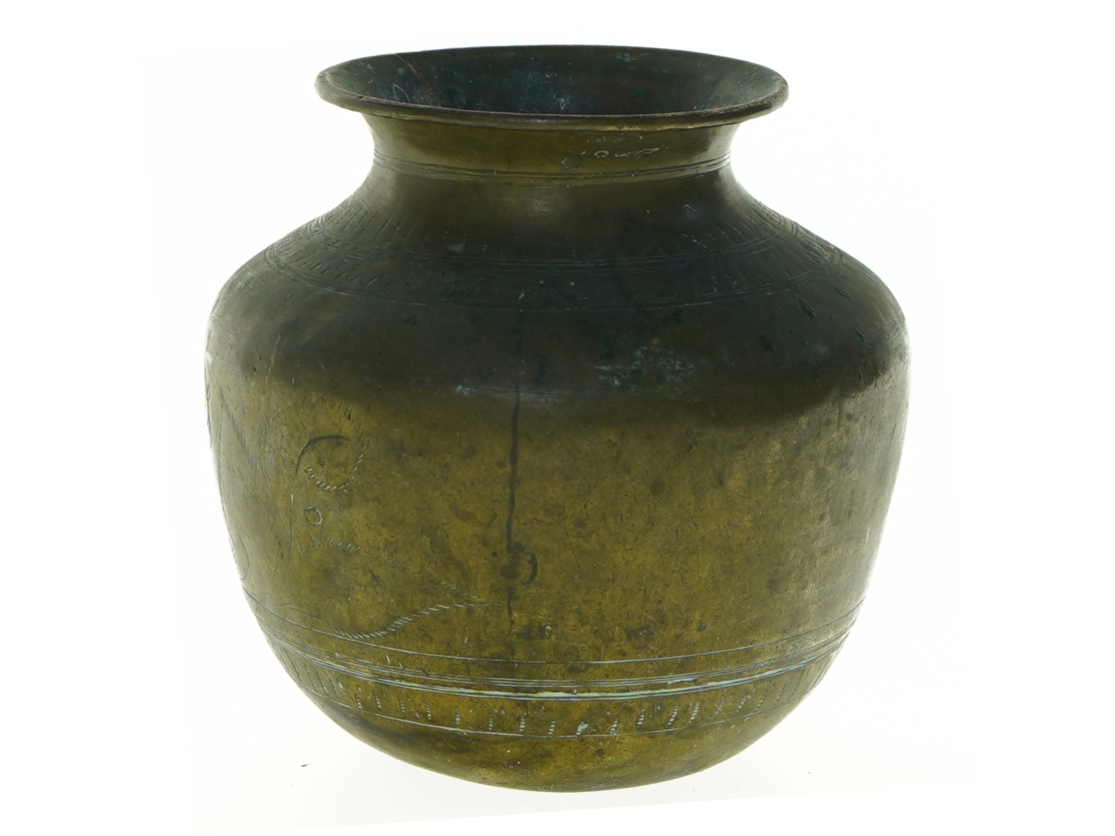 Gammel messing vase (str. 13 x 13 cm)