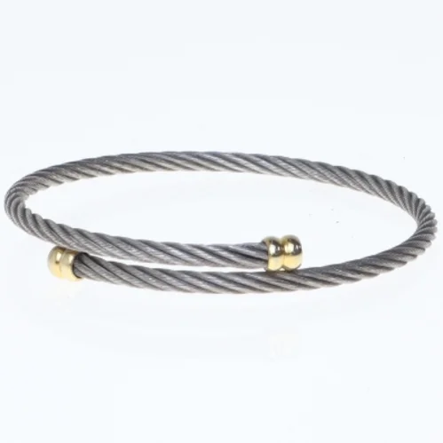 Stålarmbånd med gulddetaljer (str. 6,5 cm)