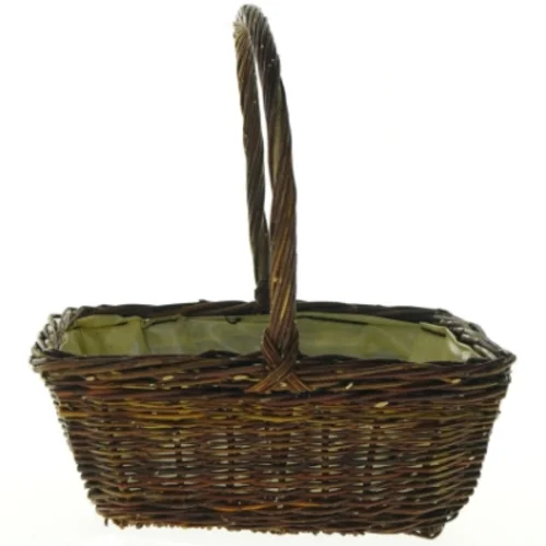 Fletkurv med plastikforing (str. H med hank. 23 cm. 19 x. 15 cm)
