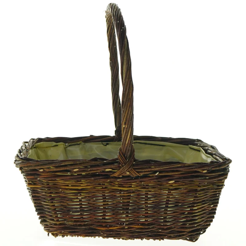 Fletkurv med plastikforing (str. H med hank. 23 cm. 19 x. 15 cm)