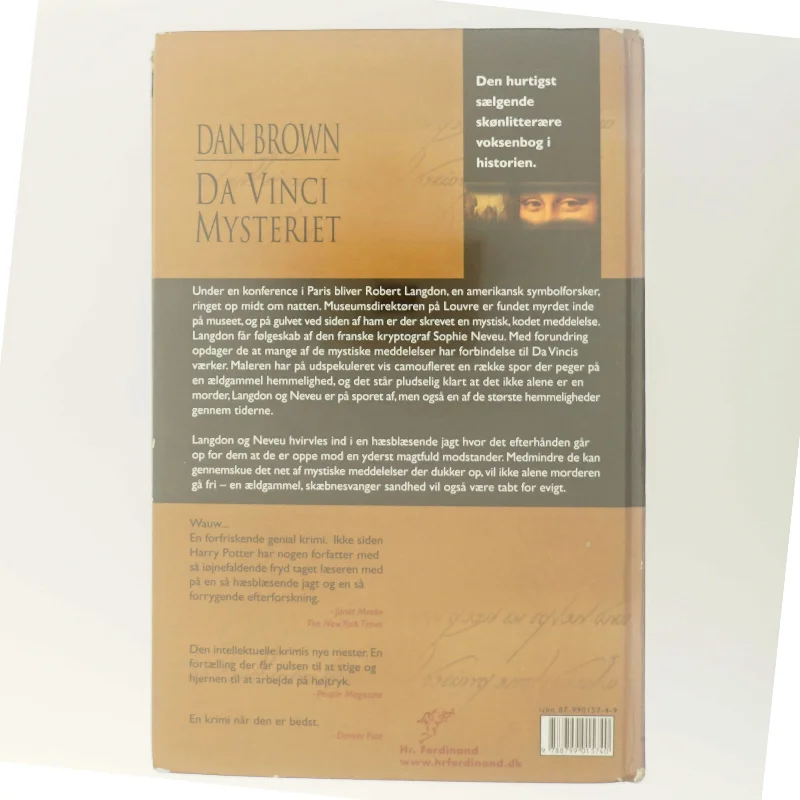 Da Vinci Mysteriet af Dan Brown (Bog)