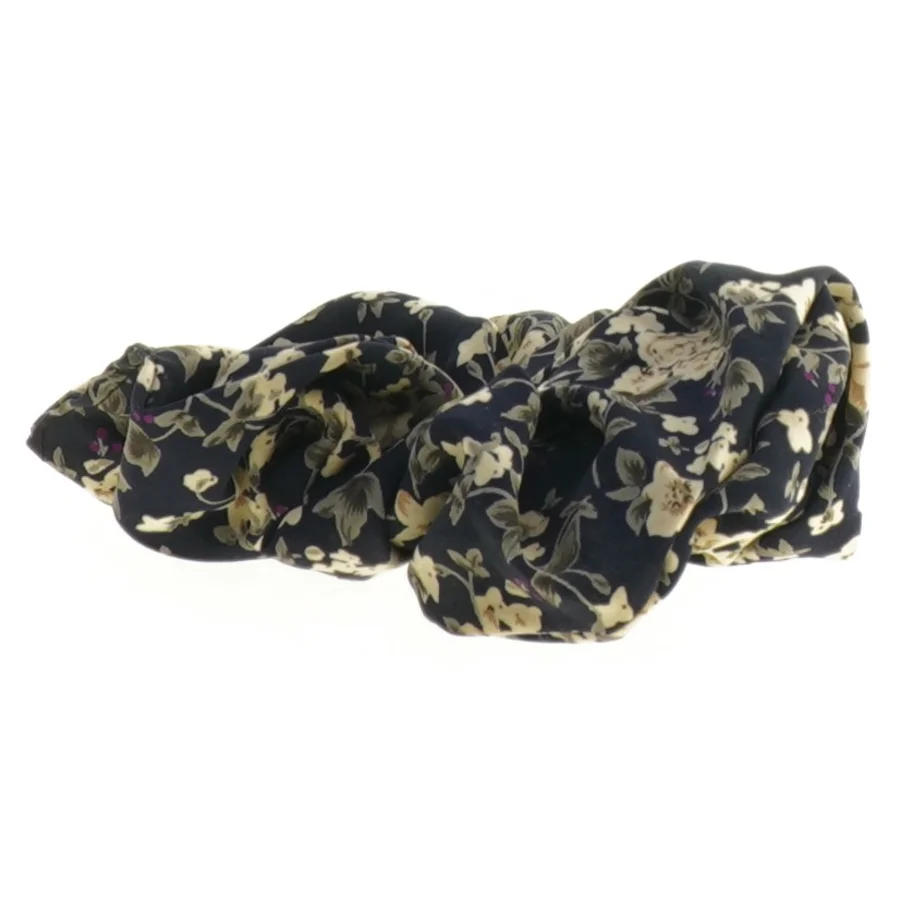 Hår elastik med blomstermønster, scrunchie (str. Ø 11 cm)