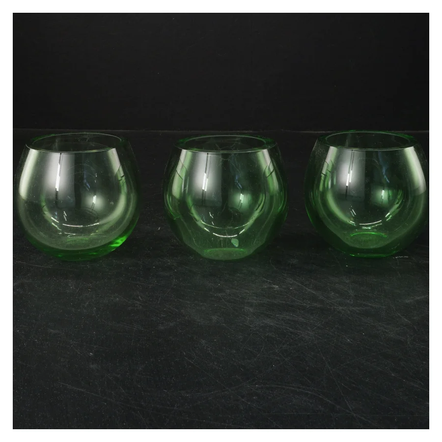 Grønne Holmegaards glasvaser/lysestager fra Holmegaard (str. 8x9 cm)