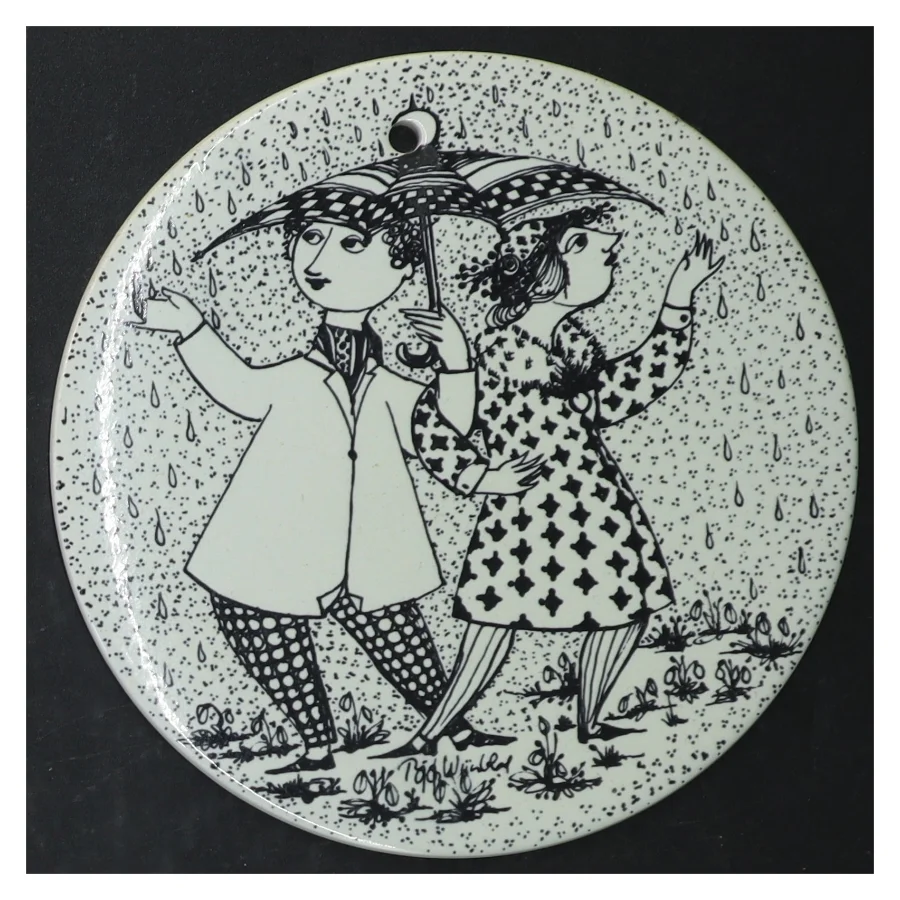 Dekorative vægplatter af Bjørn Wiinblad fra Nymölle (str. Ø. 15 cm. 5 styk)