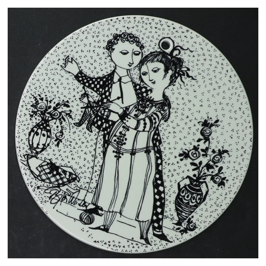 Dekorative vægplatter af Bjørn Wiinblad fra Nymölle (str. Ø. 15 cm. 5 styk)