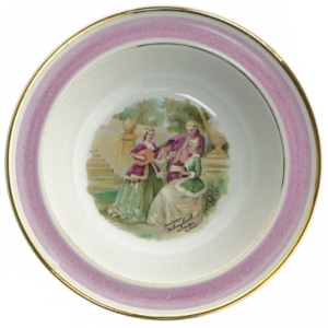 Seks dybe tallerkener med rokokomotiver fra Arabia (str. Ø. 17. cm. 6 styk)