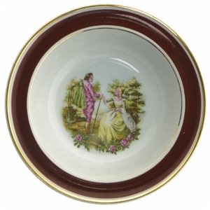 Seks dybe tallerkener med rokokomotiver fra Arabia (str. Ø. 17. cm. 6 styk)