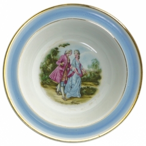 Seks dybe tallerkener med rokokomotiver fra Arabia (str. Ø. 17. cm. 6 styk)