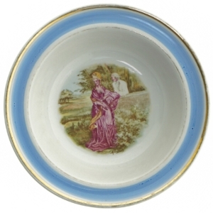 Seks dybe tallerkener med rokokomotiver fra Arabia (str. Ø. 17. cm. 6 styk)