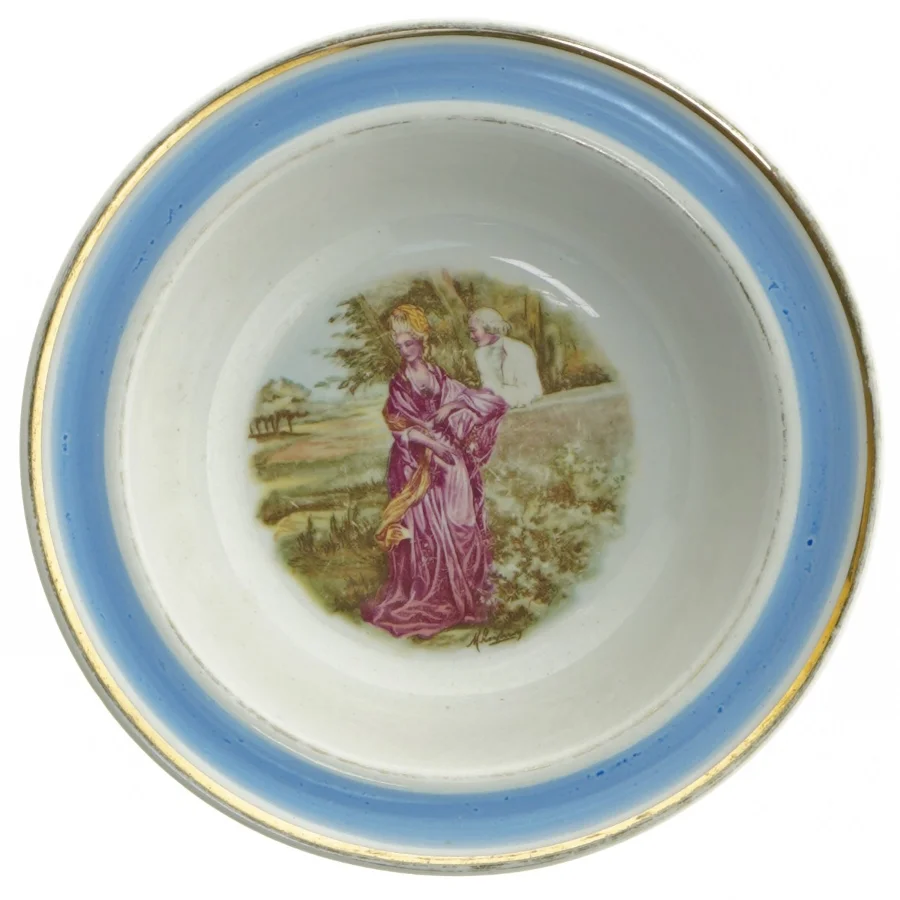 Seks dybe tallerkener med rokokomotiver fra Arabia (str. Ø. 17. cm. 6 styk)