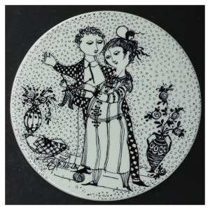 Bjørn Wiinblad platter fra Nymölle (str. Ø 15. cm. 4 styk)