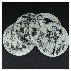 Bjørn Wiinblad platter fra Nymölle (str. Ø 15. cm. 4 styk)