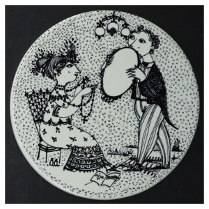 Bjørn Wiinblad platter fra Nymölle (str. Ø 15. cm. 4 styk)