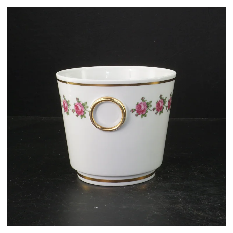 Porcelænskop med blomster og guldkant fra Weisswasser (str. Ø. 14 cm)