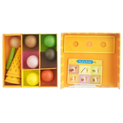 Isvafler med farverige kugler