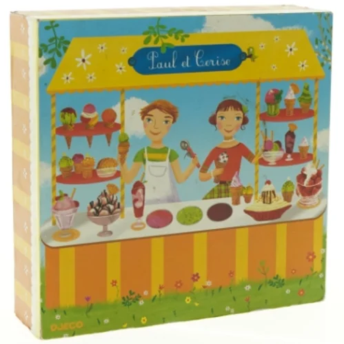 Isvafler med farverige kugler