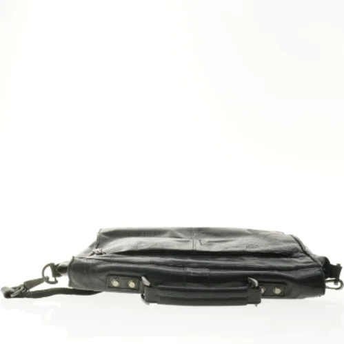 Sort lædertaske til mænd (str. 39 x 32 cm)