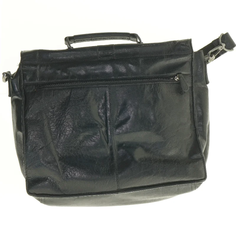 Sort lædertaske til mænd (str. 39 x 32 cm)