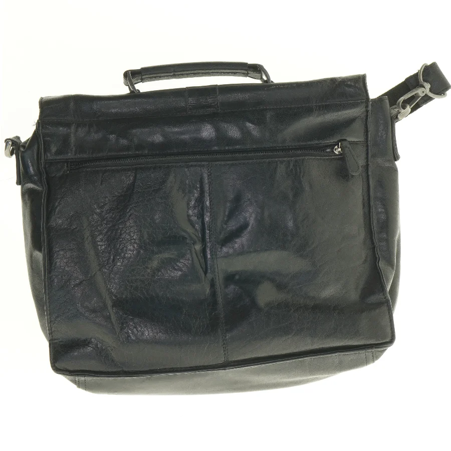 Sort lædertaske til mænd (str. 39 x 32 cm)