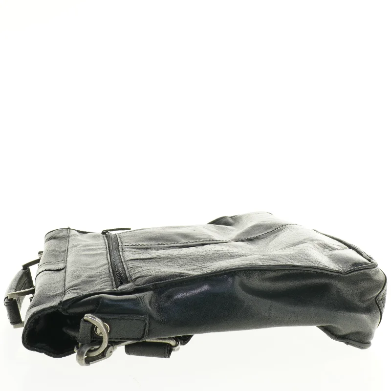 Sort lædertaske til mænd (str. 39 x 32 cm)