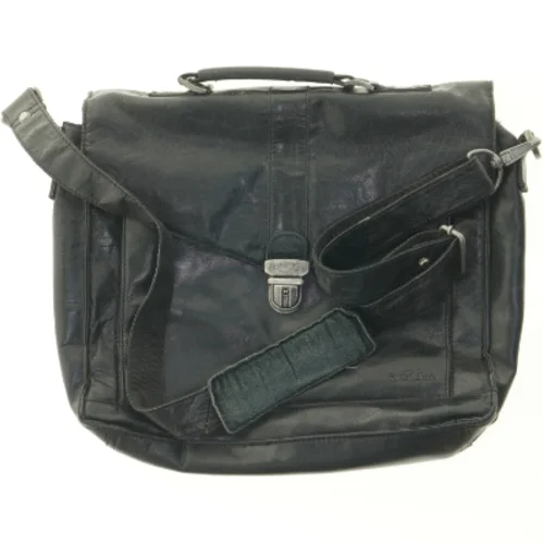 Sort lædertaske til mænd (str. 39 x 32 cm)