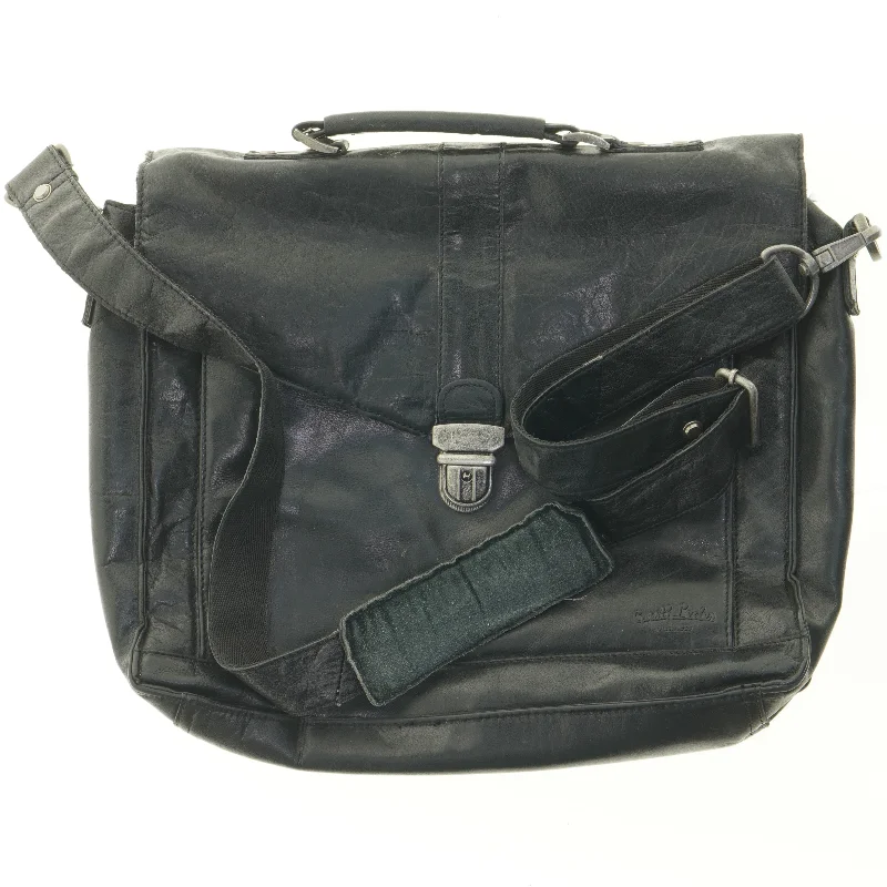 Sort lædertaske til mænd (str. 39 x 32 cm)