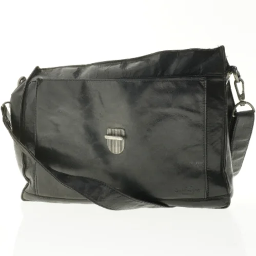 Sort lædertaske til mænd (str. 39 x 32 cm)