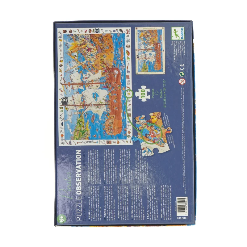 Pirat puslespil 100 brikker fra DJECO (str. 61 x 38 cm)