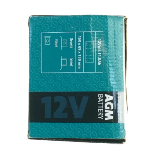 Motorcykelbatteri LP YT12B-BS fra Agm (str. 15 x, 13 x 6 og en halv cm)