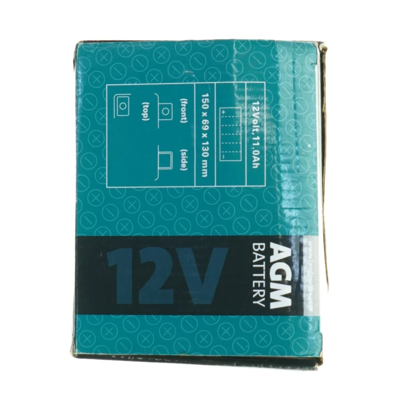 Motorcykelbatteri LP YT12B-BS fra Agm (str. 15 x, 13 x 6 og en halv cm)