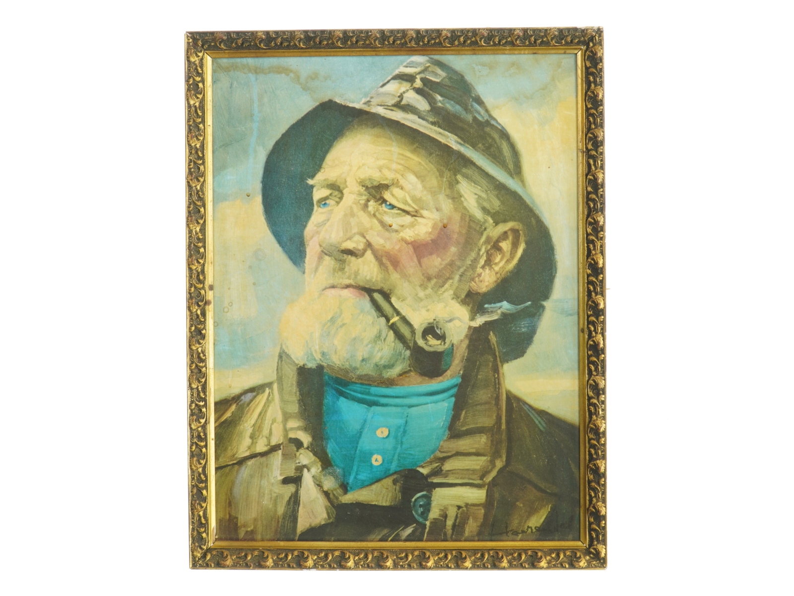 Sømandsmaleri med ramme (str. 42 x. 33 cm)