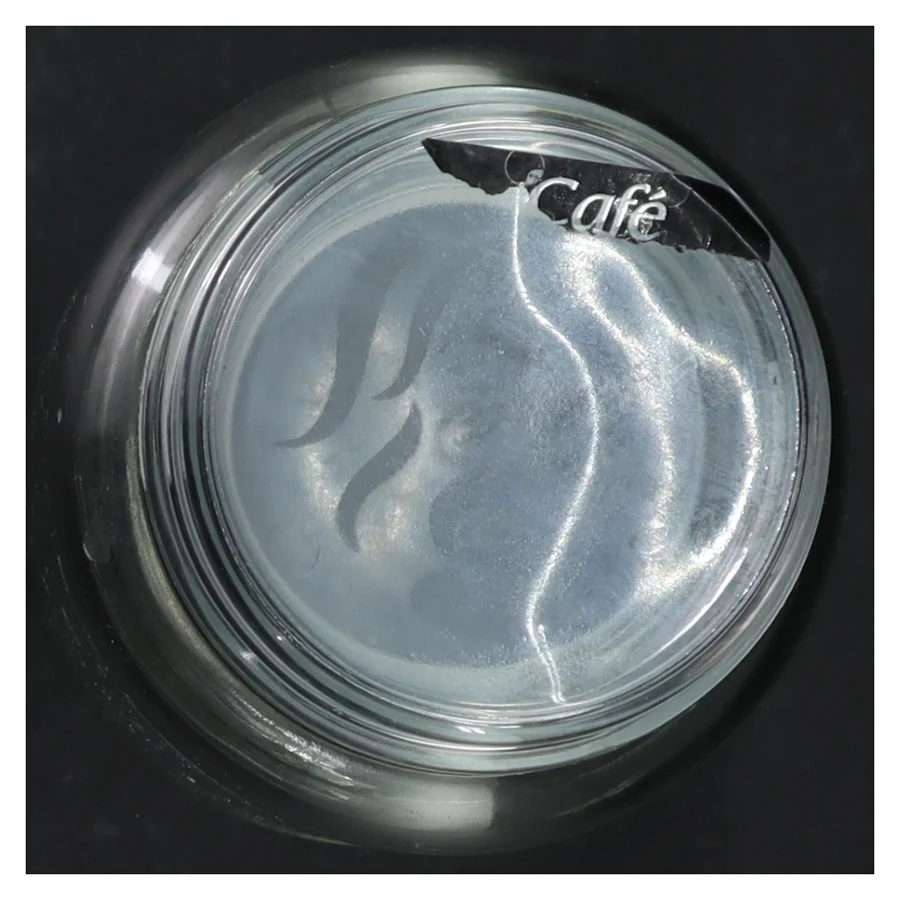 Gennemsigtig glasbeholder med låg (str. H. 17 cm. ø. 9,5 cm)