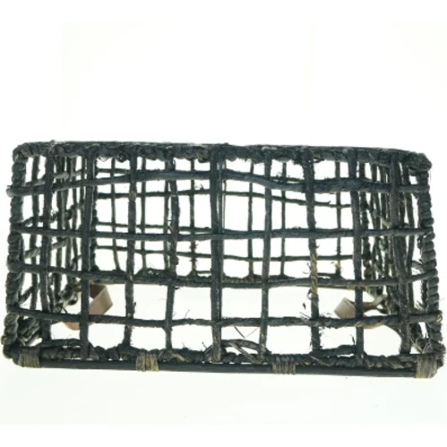 Fletkurv med læderstropper (str. 46 x 37 x, 23 cm)