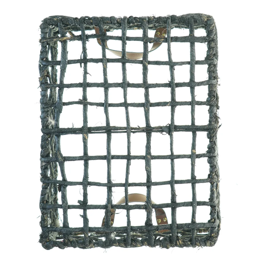 Fletkurv med læderstropper (str. 46 x 37 x, 23 cm)