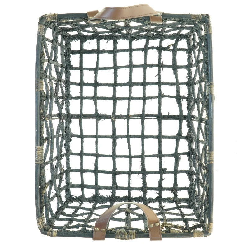 Fletkurv med læderstropper (str. 46 x 37 x, 23 cm)