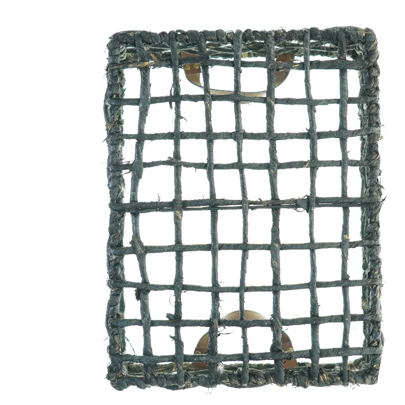 Fletkurv med læderstropper (str. 46 x 37 x, 23 cm)