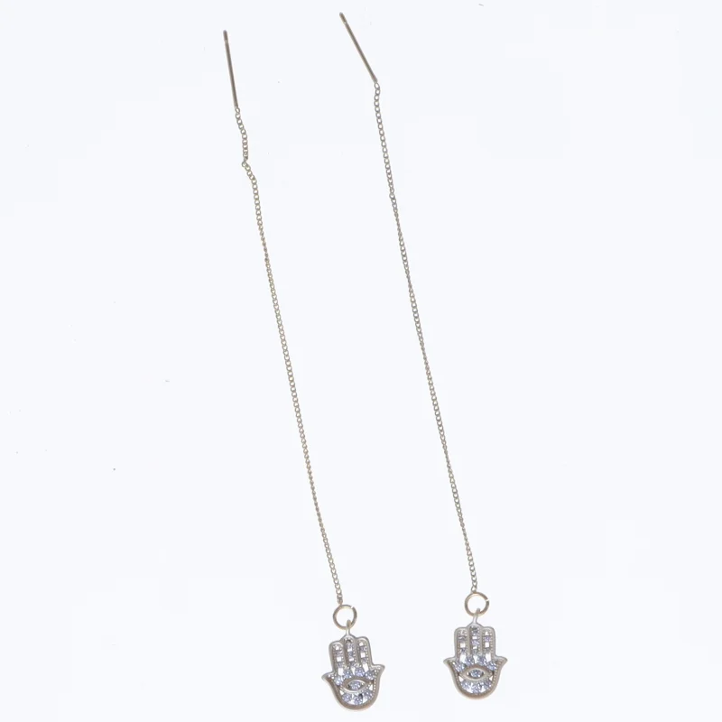 Sæt af lange øreringe med vedhæng (str. 11 cm)