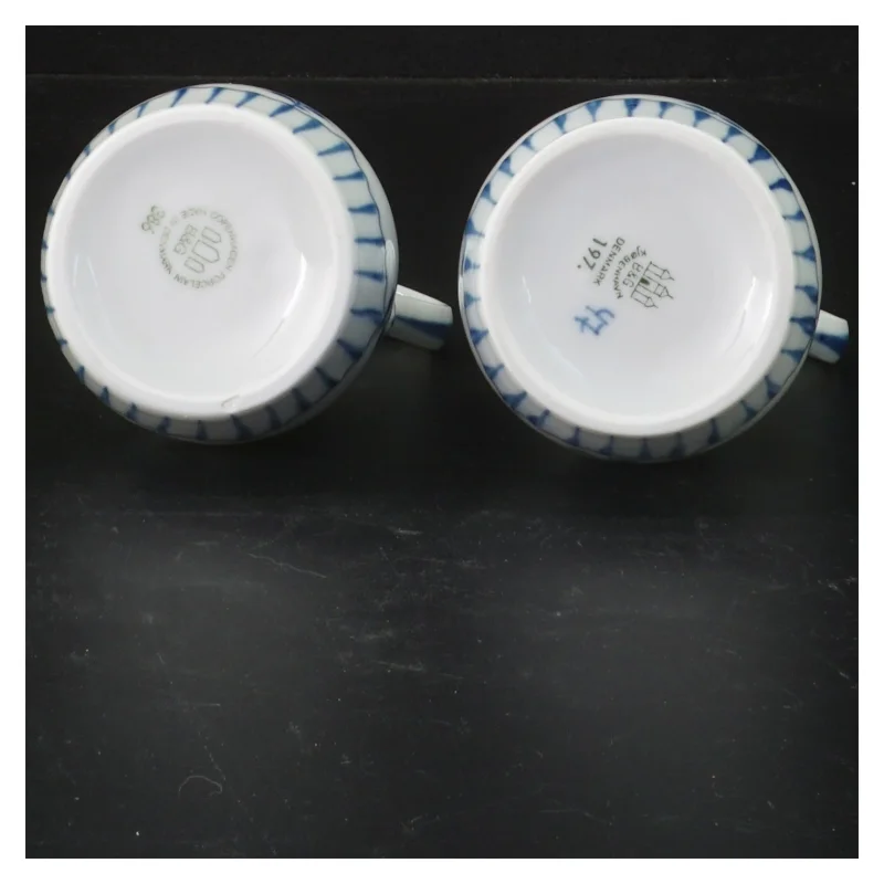 2 stk mussemalet 197/391 oli/eddike kander  Porcelænsflasker med låg fra Royal Copenhagen (str. 15 cm)