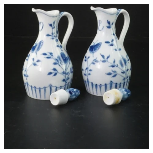 2 stk mussemalet 197/391 oli/eddike kander  Porcelænsflasker med låg fra Royal Copenhagen (str. 15 cm)