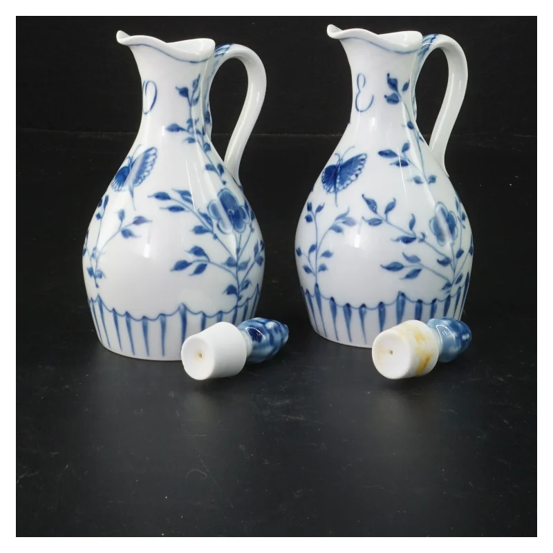2 stk mussemalet 197/391 oli/eddike kander  Porcelænsflasker med låg fra Royal Copenhagen (str. 15 cm)